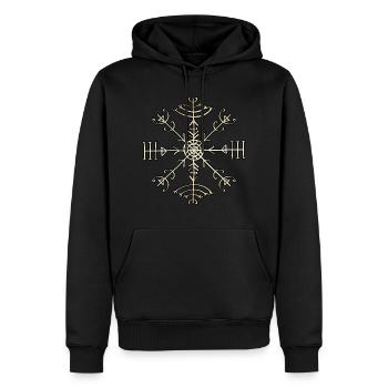 Veldismagn - Schutz & Glück, Island, Runen Magie - Männer Premium Bio Hoodie - Schwarz - Vorne - Nico (187cm)