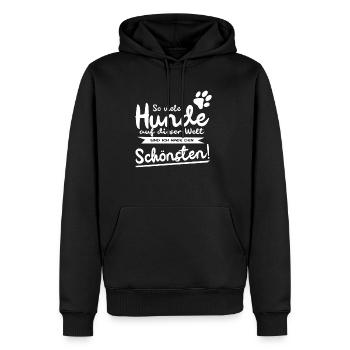 So viele Hunde und ich habe den Schönsten - Männer Premium Bio Hoodie - Schwarz - Vorne - Nico (187cm)