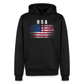 Drapeau USA Vintage - Sweat à capuche Premium bio Homme - noir - Devant - Nico (187cm)