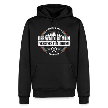 Der Wald ist Mein Versteck Vor Idioten - Männer Premium Bio Hoodie - Schwarz - Vorne - Nico (187cm)