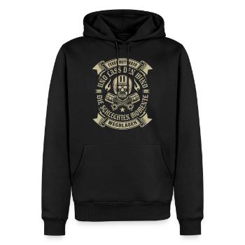 Ride Motorcycle And The Wind Blows Away The Worries - Men’s Premium Organic Hoodie - black - Front - Nico (187cm)
