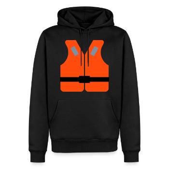 ★ Designfarben änderbar ★ Rettungsweste - Männer Premium Bio Hoodie - Schwarz - Vorne - Nico (187cm)