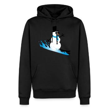Schneemann beim Skifahren, Ski - Männer Premium Bio Hoodie - Schwarz - Vorne - Nico (187cm)