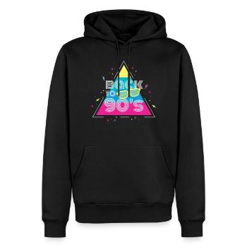 Retour aux années 90 - tenue des années 90, costume des années 90, partie devise - Sweat à capuche Premium bio Homme - noir - Devant - Nico (187cm)