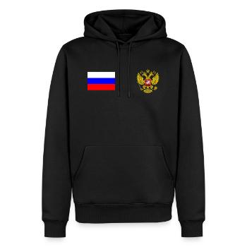 Russia Russland Wappen Russische Flagge Dopeladler - Männer Premium Bio Hoodie - Schwarz - Vorne - Nico (187cm)