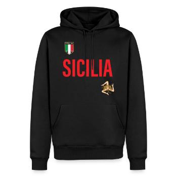 Maillot Sicile - Sweat à capuche Premium bio Homme - noir - Devant - Nico (187cm)