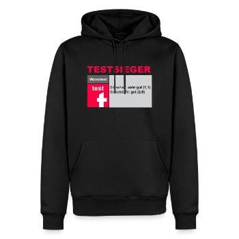 Fake Testsieger Warentest lustige Geschenkidee - Männer Premium Bio Hoodie - Schwarz - Vorne - Nico (187cm)
