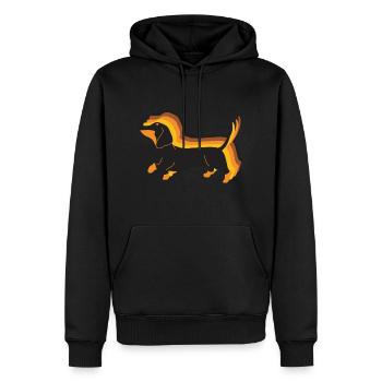 Happy Dachshund Retro Dachshund is looking forward to walking - Men’s Premium Organic Hoodie - black - Front - Nico (187cm)