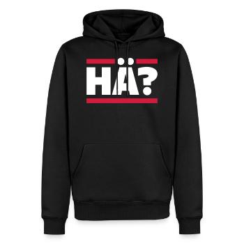 HÄ? - Männer Premium Bio Hoodie - Schwarz - Vorne - Nico (187cm)
