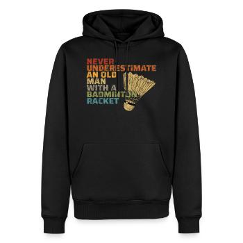 Badminton Federball Geschenk Alt Mann Schläger - Männer Premium Bio Hoodie - Schwarz - Vorne - Nico (187cm)