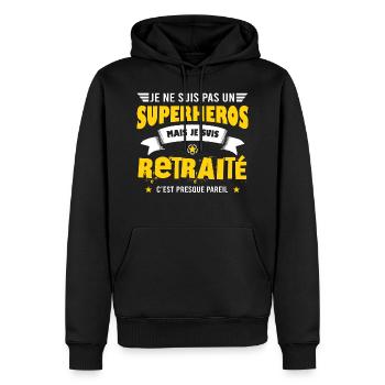 Retraité humour cadeau départ à la retraite - Sweat à capuche Premium bio Homme - noir - Devant - Nico (187cm)