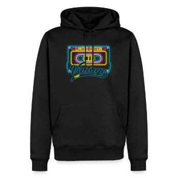 Edition limitée Vintage 1980 - Sweat à capuche Premium bio Homme - noir - Devant - Nico (187cm)