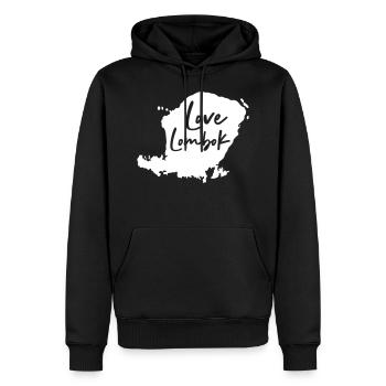 Love Lombok - Lombok Silhouette Karte Indonesien - Männer Premium Bio Hoodie - Schwarz - Vorne - Nico (187cm)