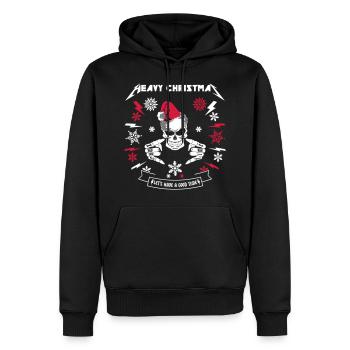 cadeau de vecteur personnalisé métal lourd noël - Sweat à capuche Premium bio Homme - noir - Devant - Nico (187cm)