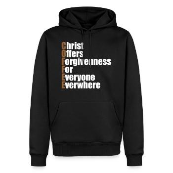 Christlicher Kaffee Christlicher Kaffee - Männer Premium Bio Hoodie - Schwarz - Vorne - Nico (187cm)