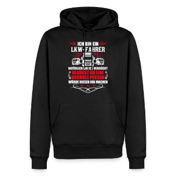 Trucker LKW Fahrer Fernfahrer Brummi Geschenk - Männer Premium Bio Hoodie - Schwarz - Vorne - Nico (187cm)