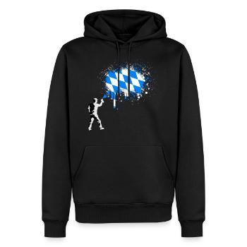 Bayern Flagge Graffiti Farbspritzer - Männer Premium Bio Hoodie - Schwarz - Vorne - Nico (187cm)