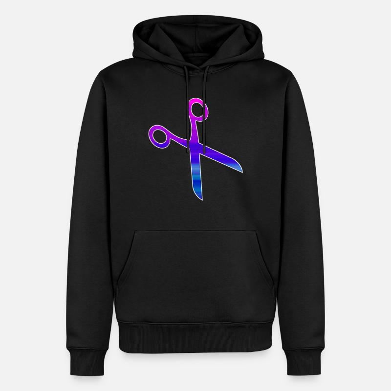 Friseur Schere - Männer Premium Bio Hoodie - Schwarz