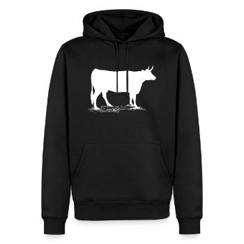 Kuh - Männer Premium Bio Hoodie - Schwarz - Vorne - Nico (187cm)