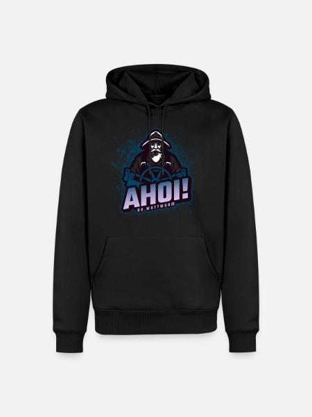 Ahoi Du Wattwurm Angler Fischer Meer - Männer Premium Bio Hoodie - Schwarz