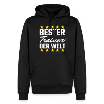 Bester Trainer - Männer Premium Bio Hoodie - Schwarz - Vorne - Nico (187cm)