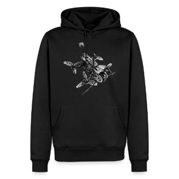 vintage drone DIY Quadrocopter retro freestyle - Sweat à capuche Premium bio Homme - noir - Devant - Nico (187cm)