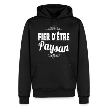 fier d'être paysan - Sweat à capuche Premium bio Homme - noir - Devant - Nico (187cm)