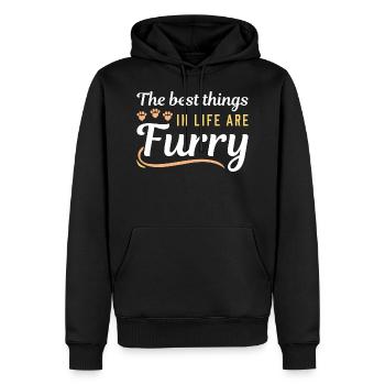 Les meilleures choses dans la vie sont poilues - Sweat à capuche Premium bio Homme - noir - Devant - Nico (187cm)