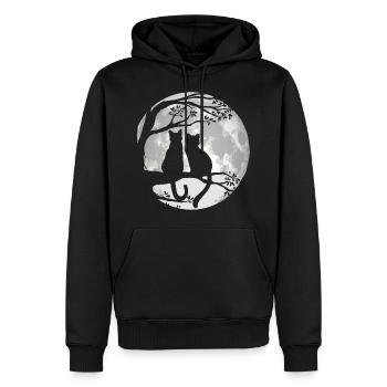 Chats sur arbre au clair de lune - Cher chat - Sweat à capuche Premium bio Homme - noir - Devant - Nico (187cm)
