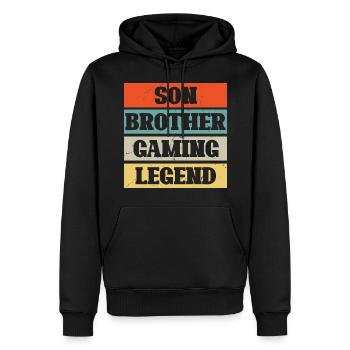 Jeu cadeau - Jeu fils de frère Jeux De Jeu - Sweat à capuche Premium bio Homme - noir - Devant - Nico (187cm)