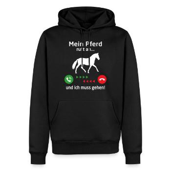 horse mein pferd ruft an... und ich muss gehen - Männer Premium Bio Hoodie - Schwarz - Vorne - Nico (187cm)