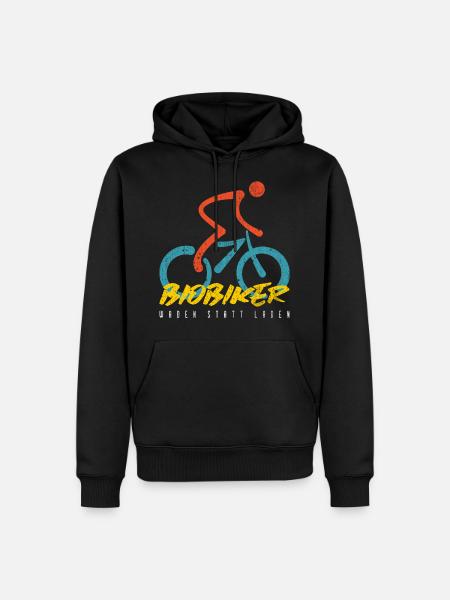 Biobiker - Waden statt laden. Gegen E-Bike Fahrrad - Männer Premium Bio Hoodie - Schwarz