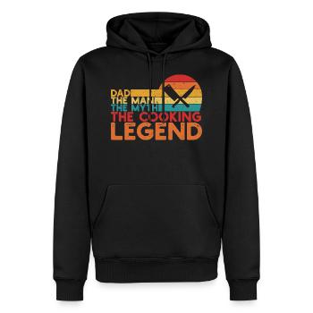 The myth - Legend - Dad -The cooking - Männer Premium Bio Hoodie - Schwarz - Vorne - Nico (187cm)