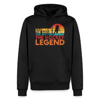 The myth - Legend - Dad -The hockey - Sweat à capuche Premium bio Homme - noir - Devant - Nico (187cm)