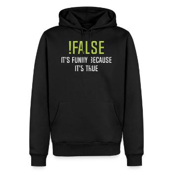 FALSE - Männer Premium Bio Hoodie - Schwarz - Vorne - Nico (187cm)