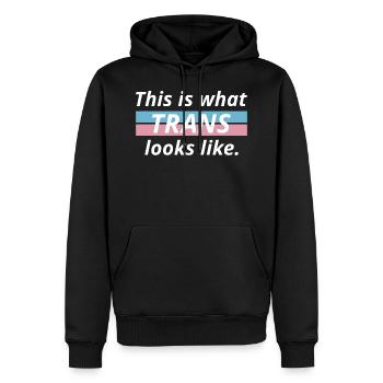 So sieht Trans aus - Männer Premium Bio Hoodie - Schwarz - Vorne - Nico (187cm)