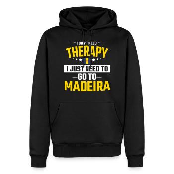 Madère Portugal Plage Souvenir - Sweat à capuche Premium bio Homme - noir - Devant - Nico (187cm)