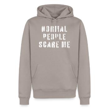 Normal People Scare me - Sweat à capuche Premium bio Homme - taupe - Devant - Nico (187cm)