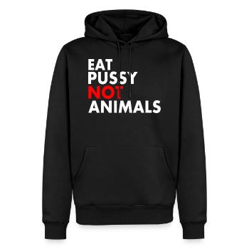 Mangez de la chatte pas des animaux - Sweat à capuche Premium bio Homme - noir - Devant - Nico (187cm)