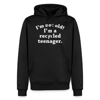 Je ne suis pas vieux, je suis un adolescent recyclé - Sweat à capuche Premium bio Homme - noir - Devant - Nico (187cm)