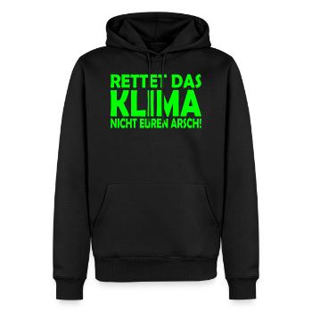 Klima retten - Männer Premium Bio Hoodie - Schwarz - Vorne - Nico (187cm)