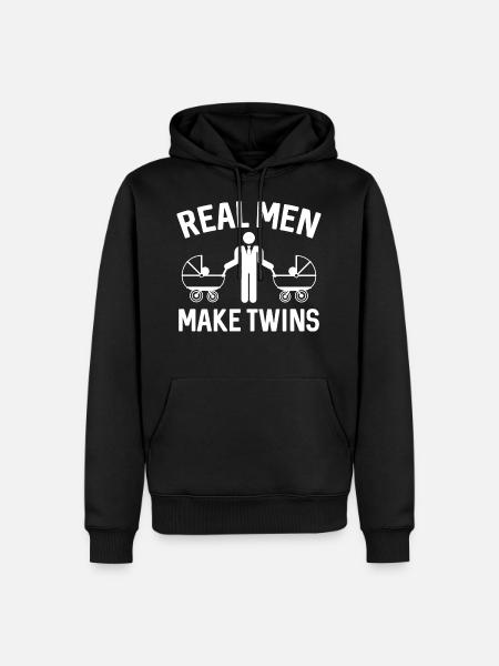 Echte Männer machen Zwillinge - Männer Premium Bio Hoodie - Schwarz