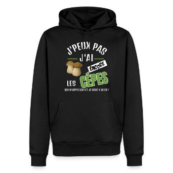 J’peux pas j’ai les cèpes qui m’attendent - Sweat à capuche Premium bio Homme - noir - Devant - Nico (187cm)