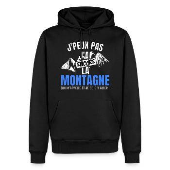 j'peux pas j'ai encore la montagne qui m’appelle…- - Sweat à capuche Premium bio Homme - noir - Devant - Nico (187cm)