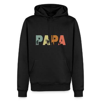 Papa Angler Geschenkidee Vatertag - Männer Premium Bio Hoodie - Schwarz - Vorne - Nico (187cm)