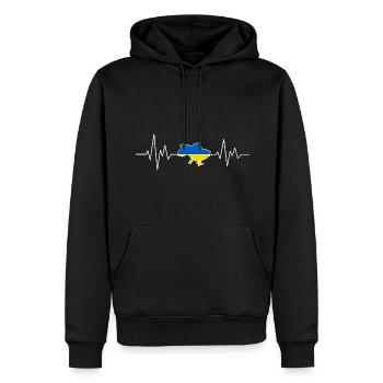 Ukraine Herzschlag Frieden Protest Liebe Ukraine - Männer Premium Bio Hoodie - Schwarz - Vorne - Nico (187cm)