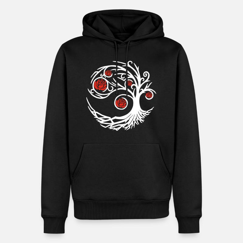 Rosier blanc étrange - Sweat à capuche Premium bio Homme - noir