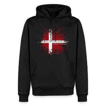 Drapeau du Danemark grunge, fierté danoise - Sweat à capuche Premium bio Homme - noir - Devant - Nico (187cm)