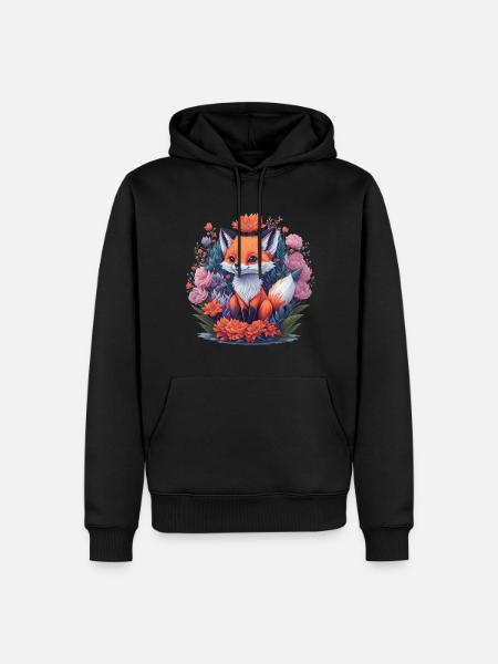 Fuchs - Männer Premium Bio Hoodie - Schwarz