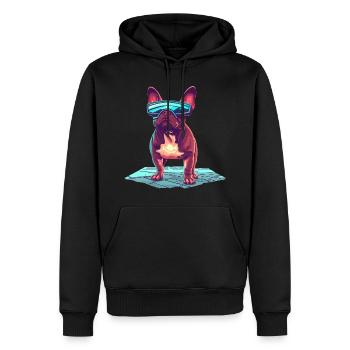 Französische Bulldogge SciFi trägt coole Sonnenbrille - Männer Premium Bio Hoodie - Schwarz - Vorne - Nico (187cm)